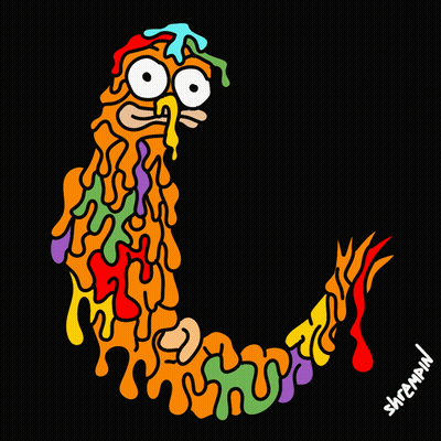 Cartoon Creature With Shrimp Text GIF