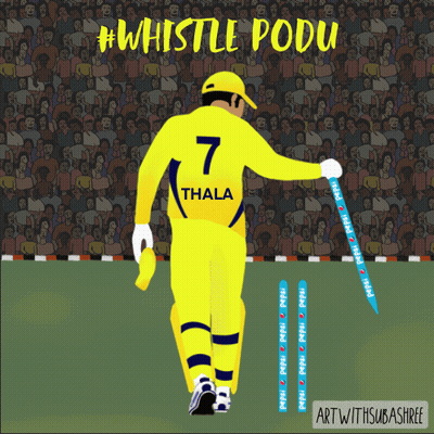 Cartoon Cricket Player Thala GIF