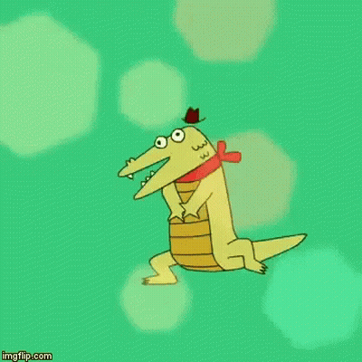 Cartoon Crocodile In Glasses And Red Scarf Dancing GIF