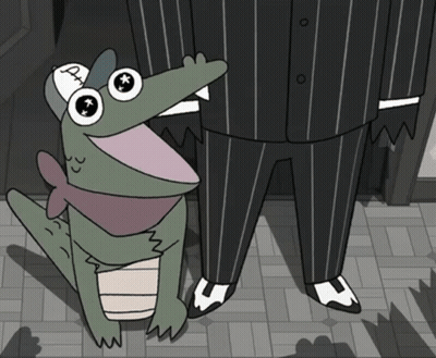 Cartoon Crocodile Wearing Hat With Letter A GIF