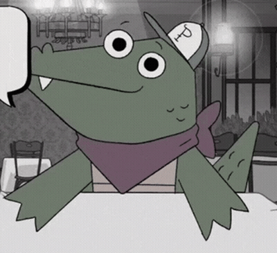 Cartoon Crocodile With Bandana And Hat With Letter P GIF