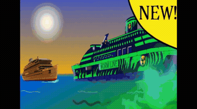 Cartoon Cruise Ship Saying Norma Line GIF