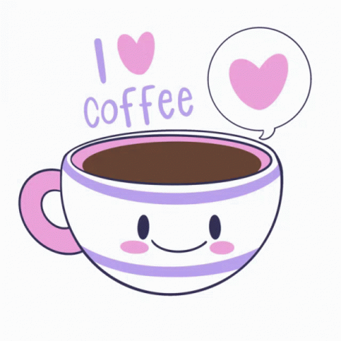 Cartoon Cup Of Coffee With I Love Coffee GIF