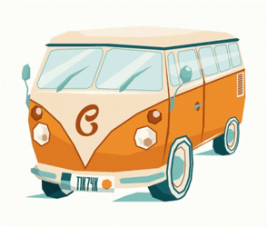 Cartoon Cute Orange Van GIF