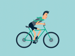Cartoon Cyclist Riding Bicycle Breathing Hard