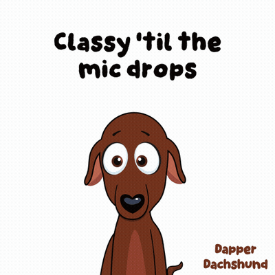 Cartoon Dachshund Holding Microphone GIF