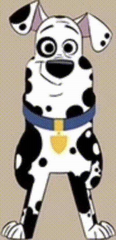 Cartoon Dalmatian With Blue Collar And Yellow Tag GIF