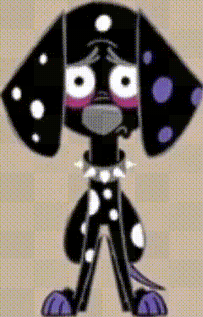 Cartoon Dalmatian With Purple Spots On Ears GIF