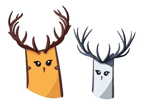 Cartoon Deer And Tree With Antlers Sticker