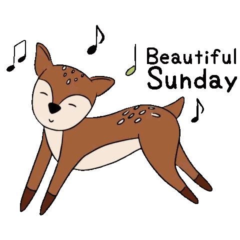 Cartoon Deer Jumping With Beautiful Sunday Sticker