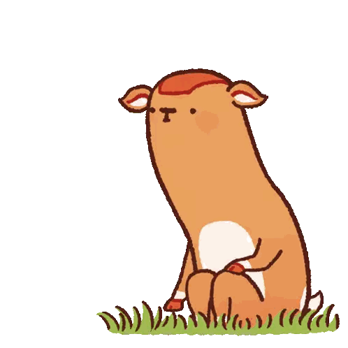 Cartoon Deer Sitting In Grass Sticker