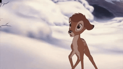 Cartoon Deer Standing In Snow GIF
