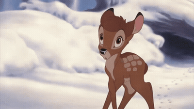 Cartoon Deer Standing In Snow GIF