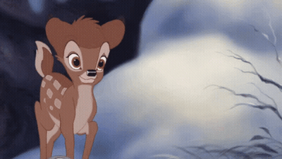 Cartoon Deer Standing In Snow Looking GIF