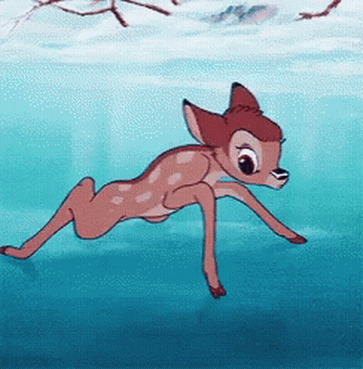 Cartoon Deer Swimming GIF