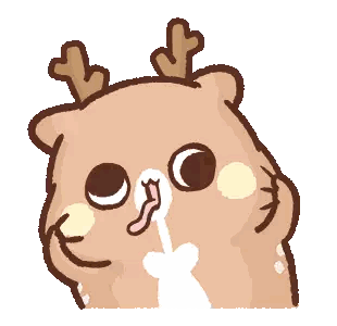 Cartoon Deer With Antlers And Tongue Sticker