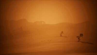 Cartoon Desert Scene With People GIF