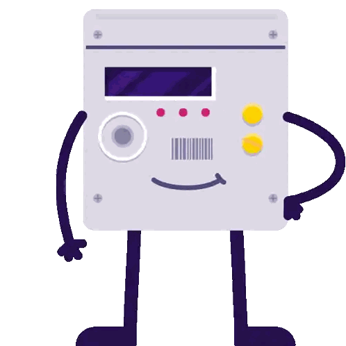 Cartoon Device With Arms And Smiling Face Sticker