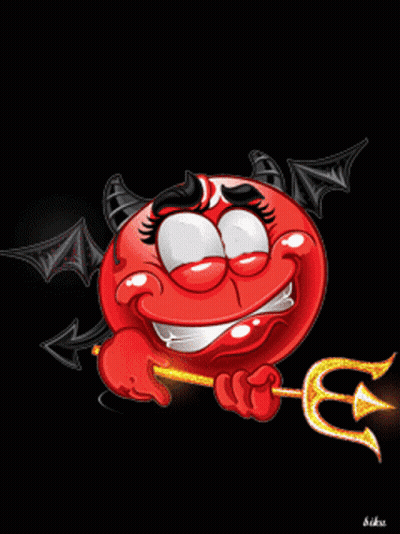 Cartoon Devil With Horns And Wings Holding Trident GIF