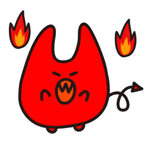 Cartoon Devil With Tail And Flames Sticker