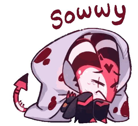 Cartoon Devil Wrapped In Blanket Sowwy Sticker