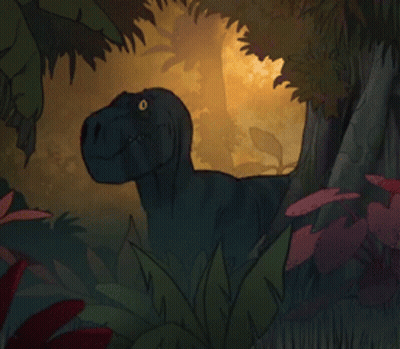 Cartoon Dinosaur In Jungle GIF