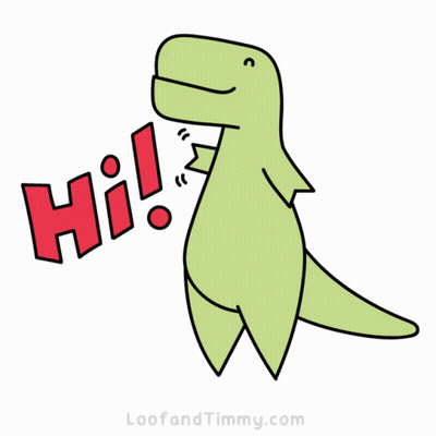 Cartoon Dinosaur Saying Hi Loofandtimmy.com GIF