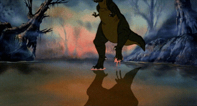 Cartoon Dinosaur Standing In Water GIF
