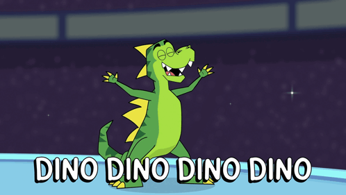 Cartoon Dinosaur With Dino Dino Dino Dino GIF