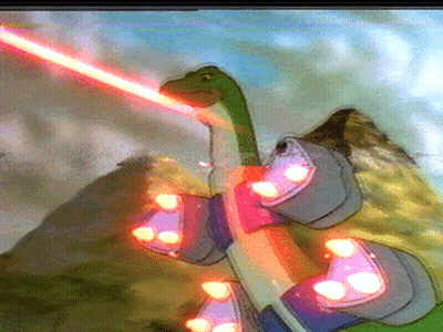 Cartoon Dinosaur With Laser Beam GIF