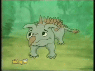 Cartoon Dinosaur With Letters BLQ GIF