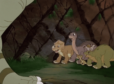 Cartoon Dinosaurs In A Cave GIF