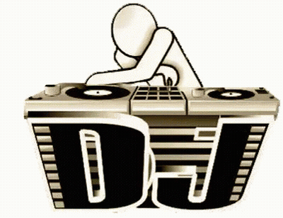 Cartoon DJ Playing Music With DJ Behind GIF