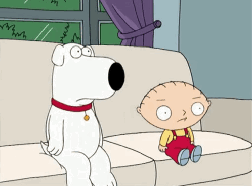 Cartoon Dog And Baby Sitting On Couch GIF