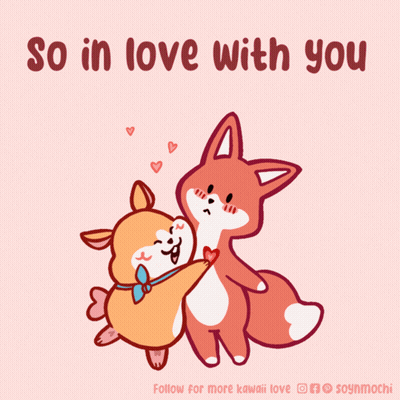 Cartoon Dog And Fox Hugging So In Love With You GIF