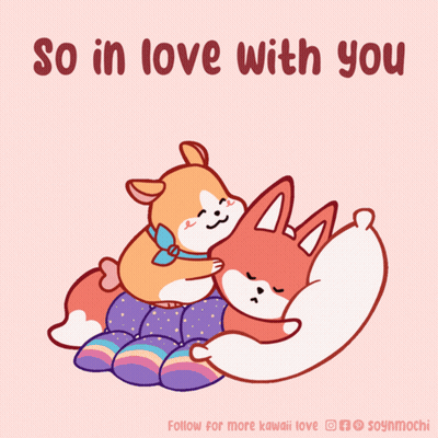 Cartoon Dog And Fox Saying So In Love With You GIF