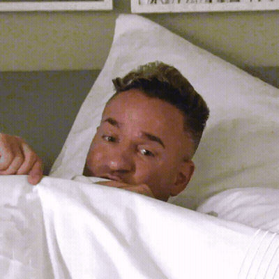Cartoon Dog Beside Bed With Good Night Pillow GIF