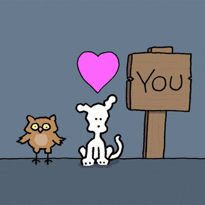 Cartoon Dog Bird Sign Saying Who You GIF