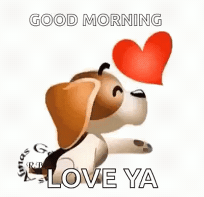 Cartoon Dog Blowing Kiss With Heart GIF