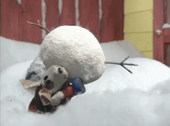 Cartoon Dog Building A Snow Man GIF