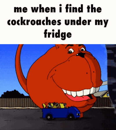 Cartoon Dog Carrying Truck Full Of Cockroaches GIF