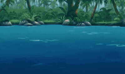 Cartoon Dog Floating On Its Back In River GIF