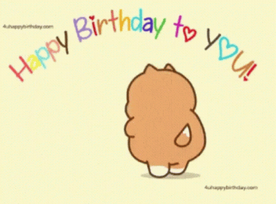 Cartoon Dog Holding Basket Saying Happy Birthday To You GIF
