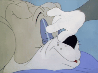 Cartoon Dog Holding Bottle Of Out Cold GIF