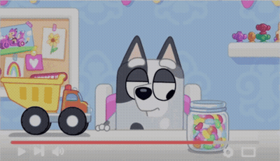 Cartoon Dog Holding Candy Jar GIF