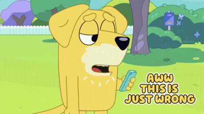Cartoon Dog Holding Cell Phone Aww This Is Wrong GIF