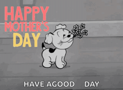 Cartoon Dog Holding Flowers Happy Mother's Day GIF