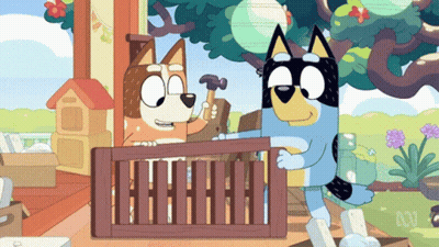Cartoon Dog Holding Hammer And Fence GIF
