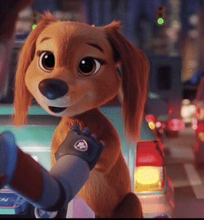 Cartoon Dog Holding Hand With Paw Patrol Logo