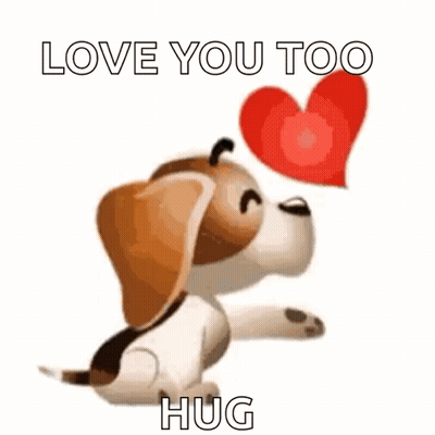 Cartoon Dog Holding Heart Saying I Love You GIF